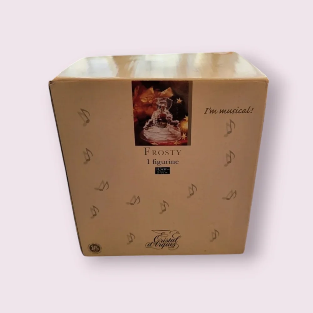 Cristal d'Arques Musical Frosty the Snowman Figurine Clear Vintage Original box